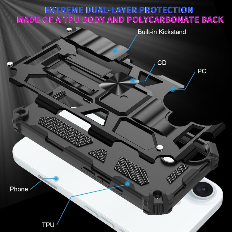 For iPhone 16 Armor Shockproof TPU + PC Magnetic Phone Case with Holder