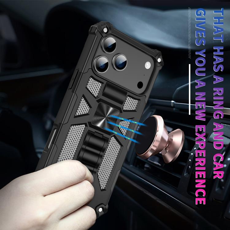 For iPhone 17 Pro Max Armor Shockproof TPU + PC Magnetic Phone Case with Holder