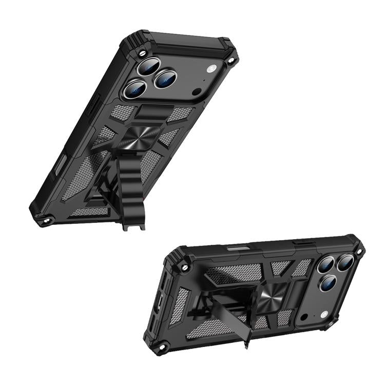 For iPhone 17 Pro Camouflage Armor Kickstand TPU + PC Magnetic Phone Case