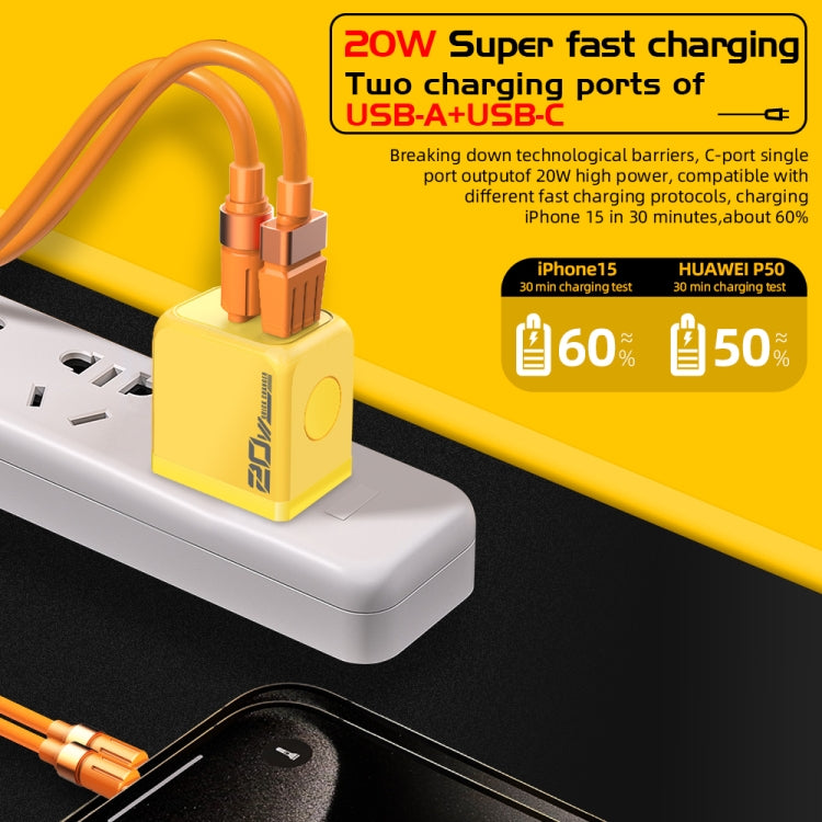 M167 PD 20W Type-C and USB QC 3.0 Fast Charger, Specification:US Plug