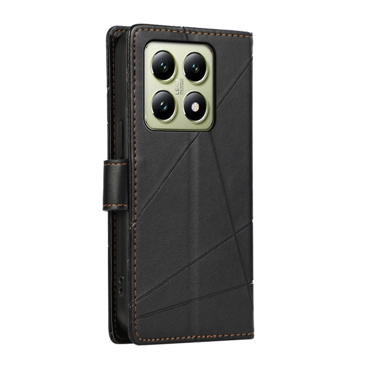 For Xiaomi 14T PU Genuine Leather Texture Embossed Line Phone Case