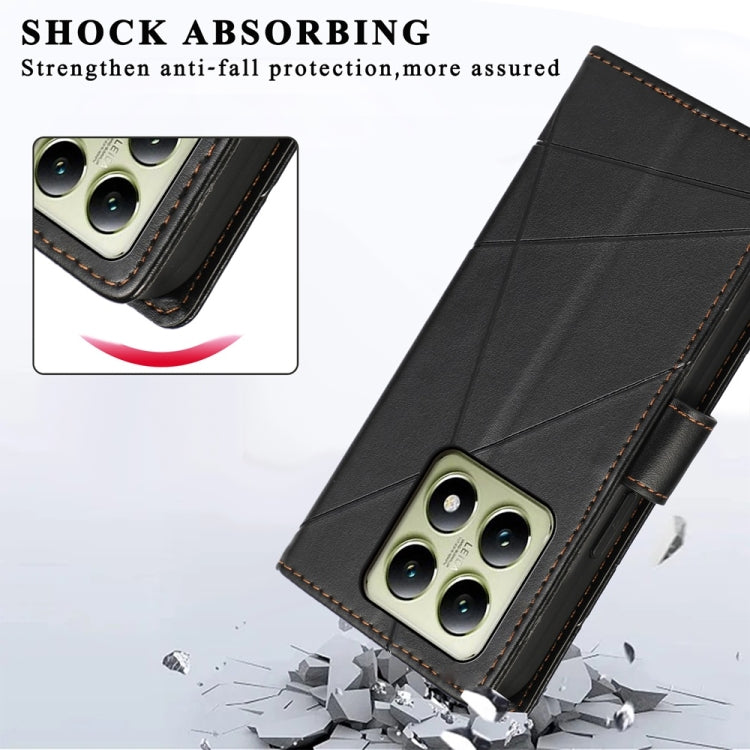 For Xiaomi 14T PU Genuine Leather Texture Embossed Line Phone Case
