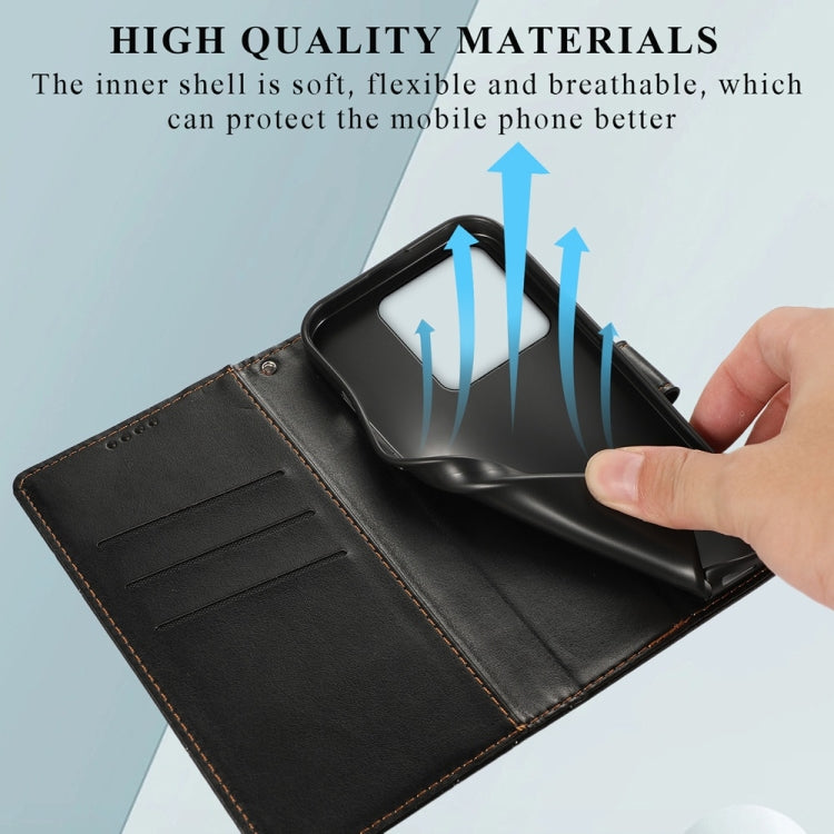 For Xiaomi 14T PU Genuine Leather Texture Embossed Line Phone Case