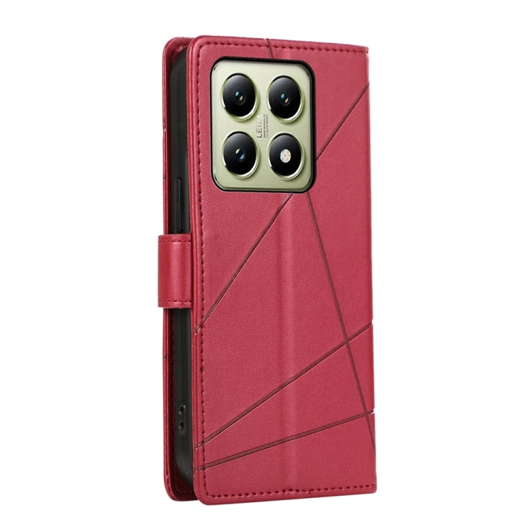 For Xiaomi 14T PU Genuine Leather Texture Embossed Line Phone Case