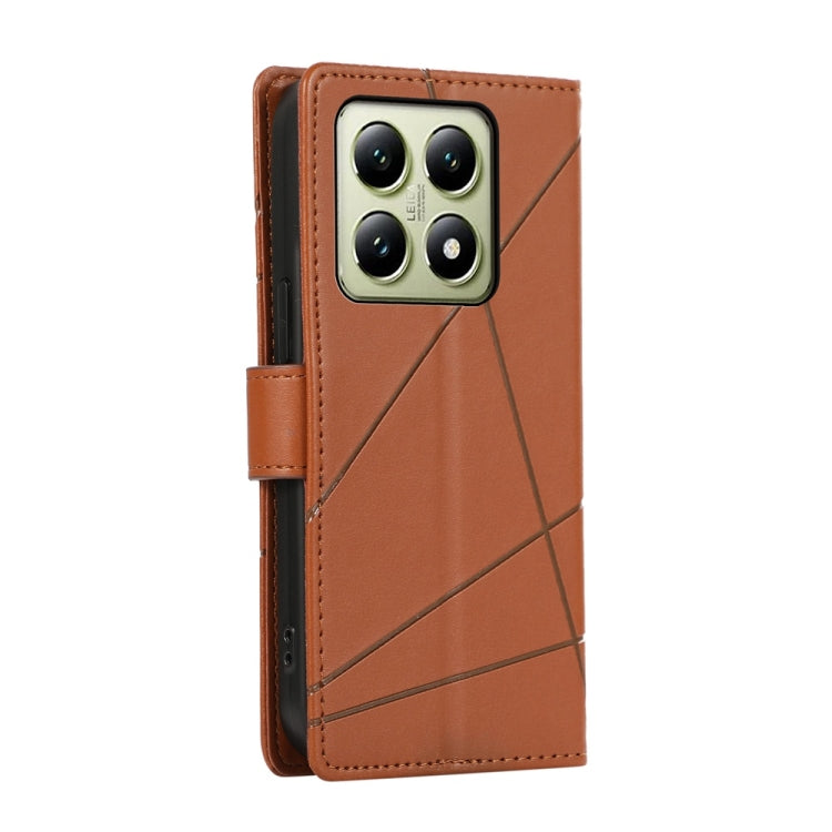 For Xiaomi 14T PU Genuine Leather Texture Embossed Line Phone Case