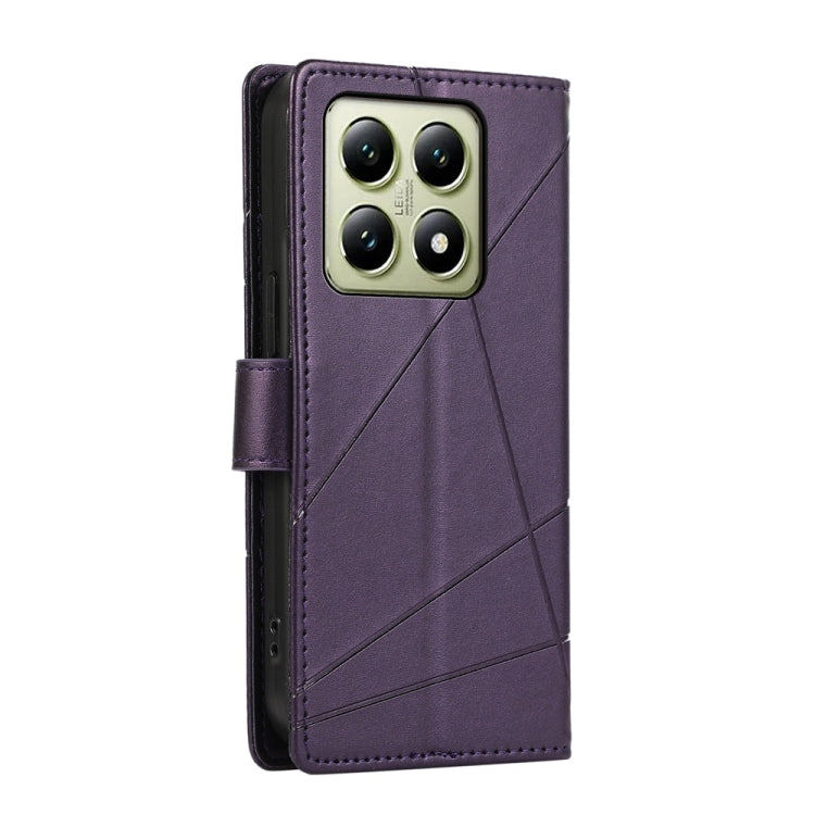 For Xiaomi 14T PU Genuine Leather Texture Embossed Line Phone Case
