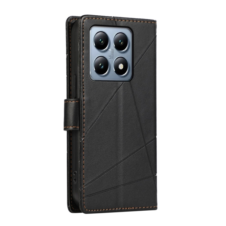 For Xiaomi 14T Pro PU Genuine Leather Texture Embossed Line Phone Case
