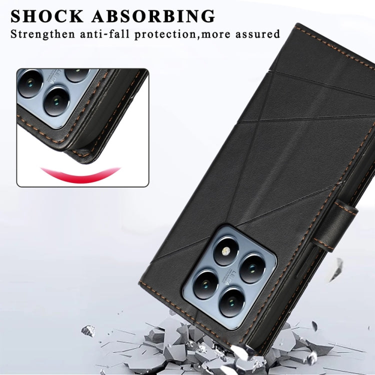 For Xiaomi 14T Pro PU Genuine Leather Texture Embossed Line Phone Case