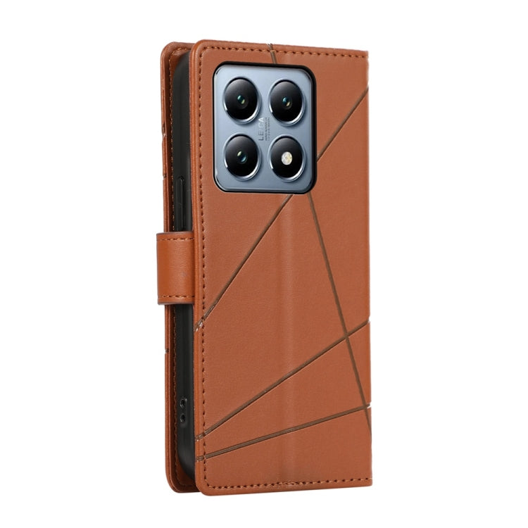For Xiaomi 14T Pro PU Genuine Leather Texture Embossed Line Phone Case