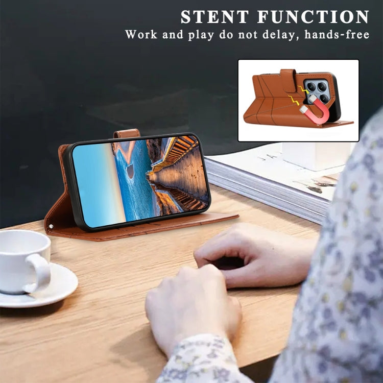 For Xiaomi 14T Pro PU Genuine Leather Texture Embossed Line Phone Case