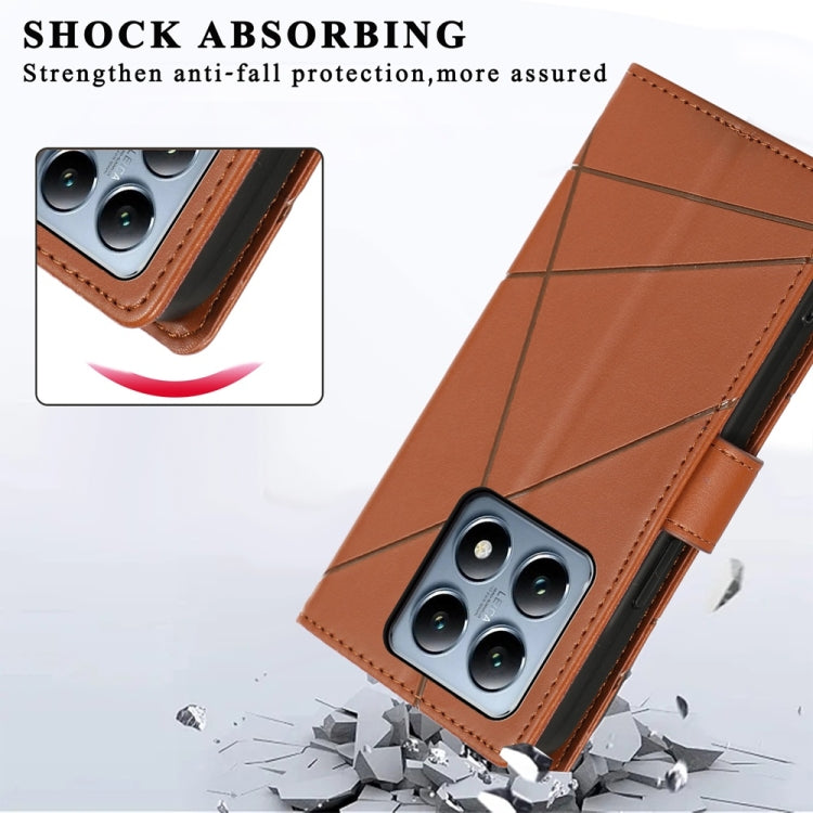 For Xiaomi 14T Pro PU Genuine Leather Texture Embossed Line Phone Case