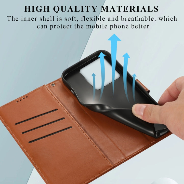 For Xiaomi 14T Pro PU Genuine Leather Texture Embossed Line Phone Case
