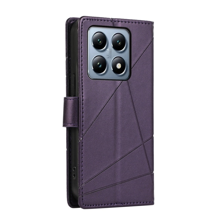 For Xiaomi 14T Pro PU Genuine Leather Texture Embossed Line Phone Case
