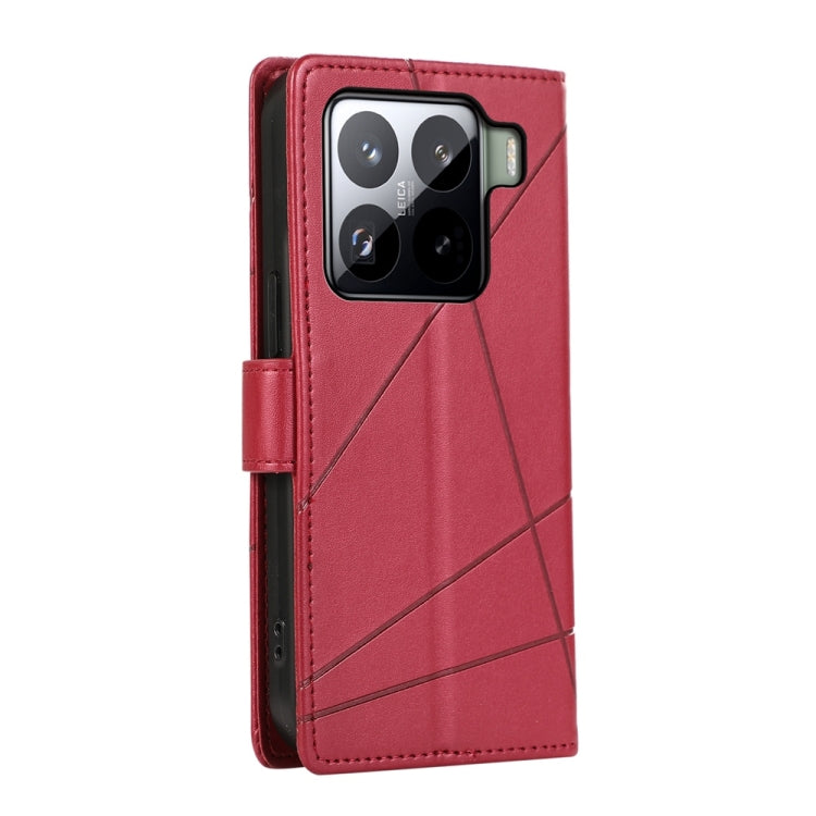 For Xiaomi 15 PU Genuine Leather Texture Embossed Line Phone Case