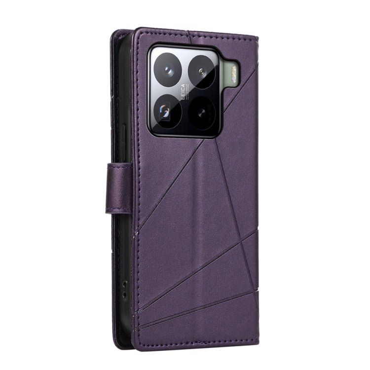 For Xiaomi 15 PU Genuine Leather Texture Embossed Line Phone Case