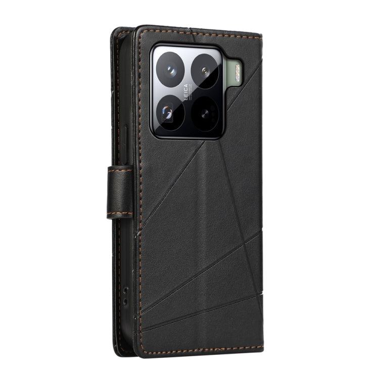 For Xiaomi 15 Pro PU Genuine Leather Texture Embossed Line Phone Case