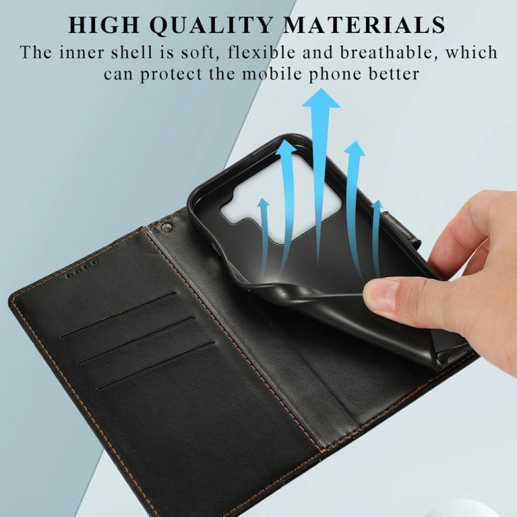 For Xiaomi 15 Pro PU Genuine Leather Texture Embossed Line Phone Case