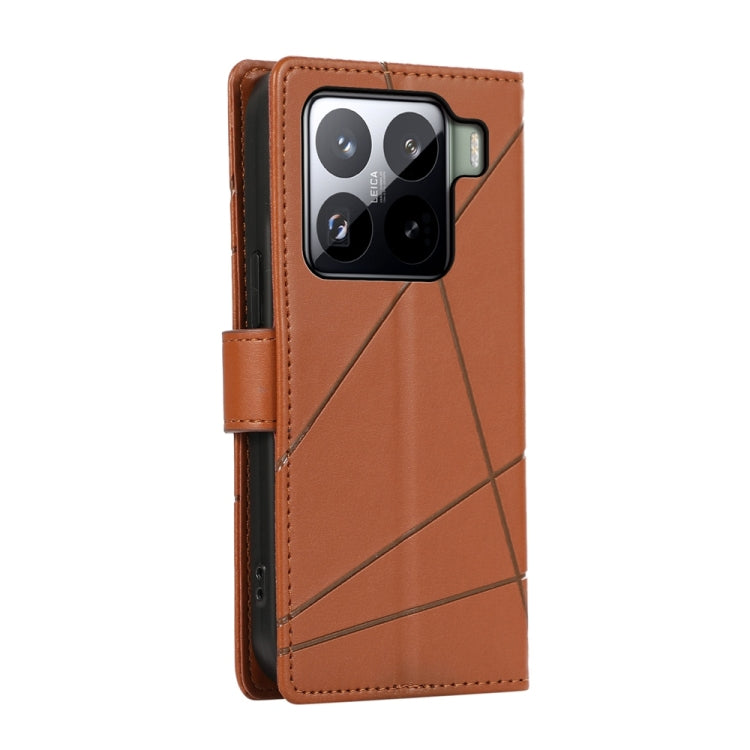 For Xiaomi 15 Pro PU Genuine Leather Texture Embossed Line Phone Case