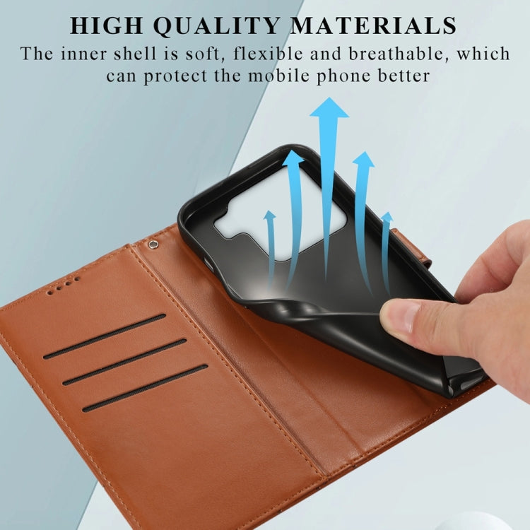 For Xiaomi 15 Pro PU Genuine Leather Texture Embossed Line Phone Case