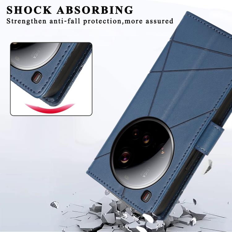 For Xiaomi 15 Ultra PU Genuine Leather Texture Embossed Line Phone Case