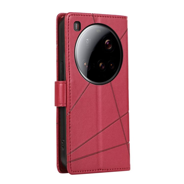 For Xiaomi 15 Ultra PU Genuine Leather Texture Embossed Line Phone Case