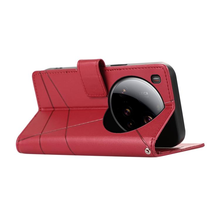 For Xiaomi 15 Ultra PU Genuine Leather Texture Embossed Line Phone Case