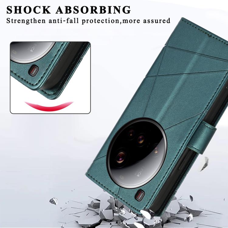 For Xiaomi 15 Ultra PU Genuine Leather Texture Embossed Line Phone Case