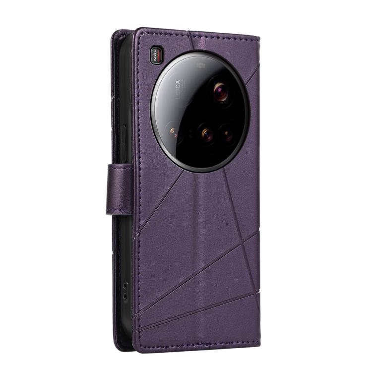 For Xiaomi 15 Ultra PU Genuine Leather Texture Embossed Line Phone Case