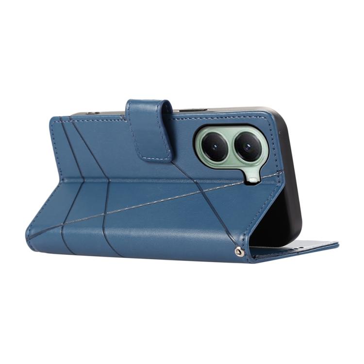 For Xiaomi Poco X7 Pro / Redmi Turbo 4 PU Genuine Leather Texture Embossed Line Phone Case
