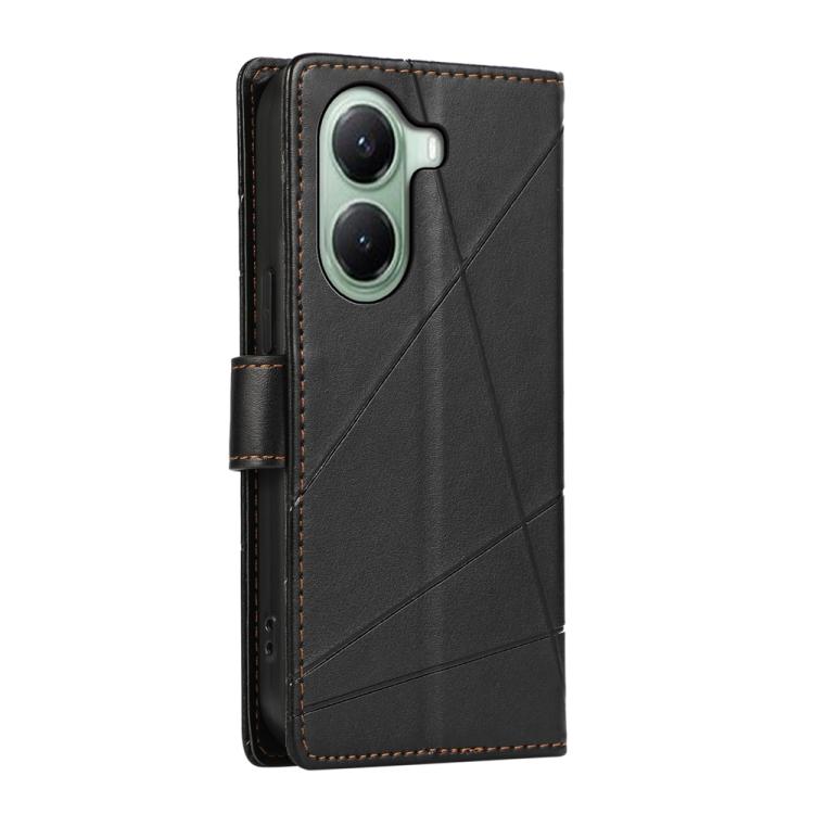 For Xiaomi Poco X7 Pro / Redmi Turbo 4 PU Genuine Leather Texture Embossed Line Phone Case