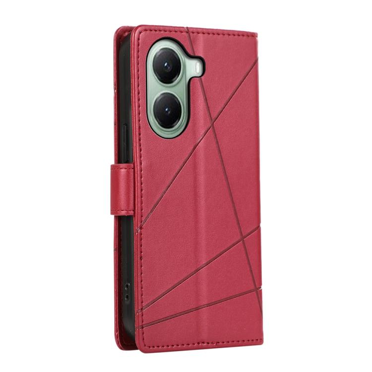 For Xiaomi Poco X7 Pro / Redmi Turbo 4 PU Genuine Leather Texture Embossed Line Phone Case