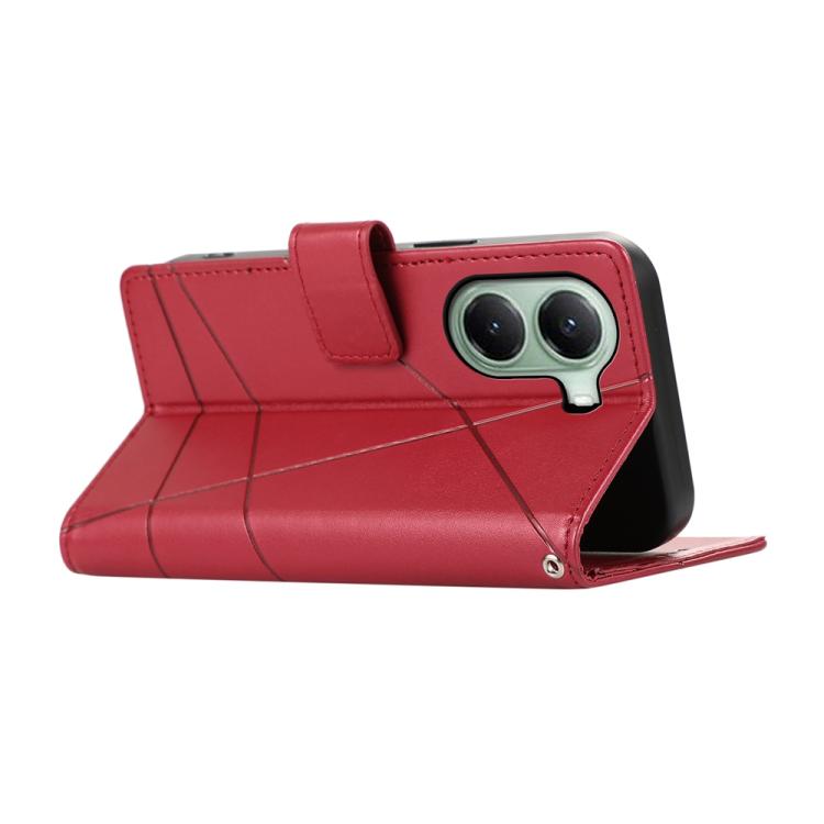 For Xiaomi Poco X7 Pro / Redmi Turbo 4 PU Genuine Leather Texture Embossed Line Phone Case