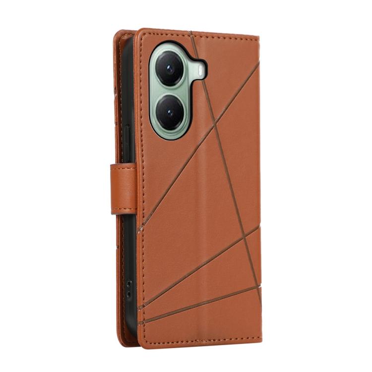 For Xiaomi Poco X7 Pro / Redmi Turbo 4 PU Genuine Leather Texture Embossed Line Phone Case