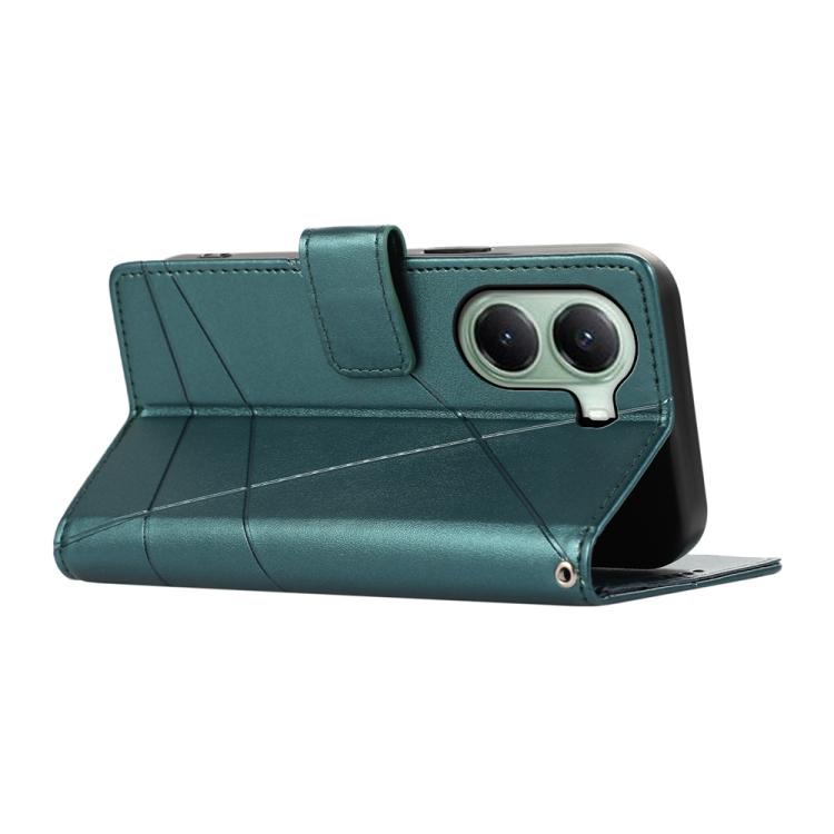 For Xiaomi Poco X7 Pro / Redmi Turbo 4 PU Genuine Leather Texture Embossed Line Phone Case