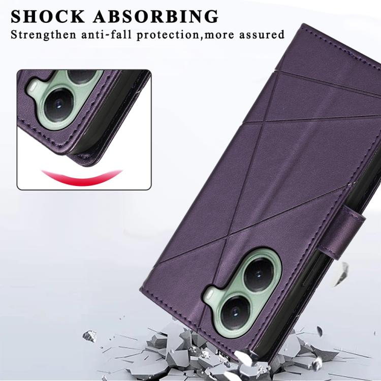 For Xiaomi Poco X7 Pro / Redmi Turbo 4 PU Genuine Leather Texture Embossed Line Phone Case