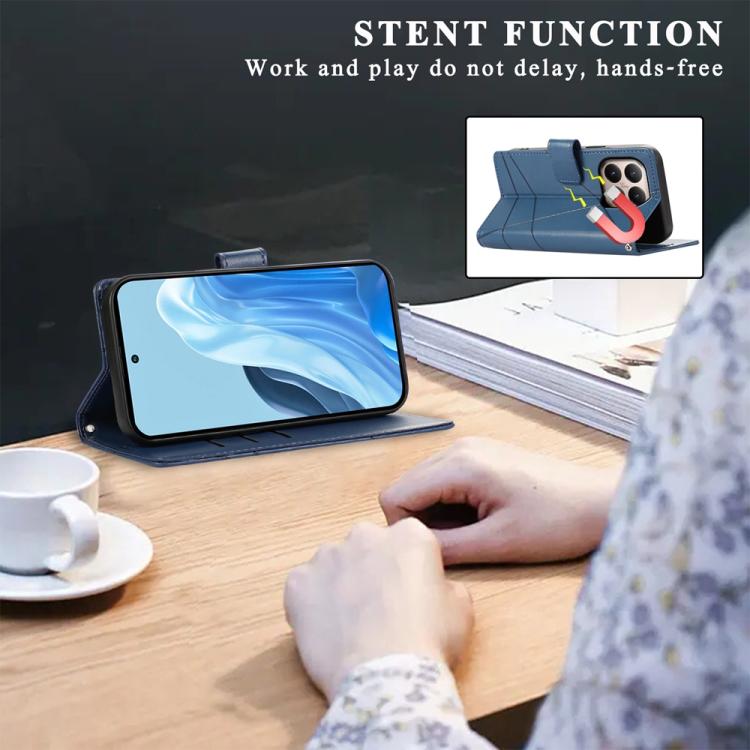 For Xiaomi 15T 5G PU Genuine Leather Texture Embossed Line Phone Case