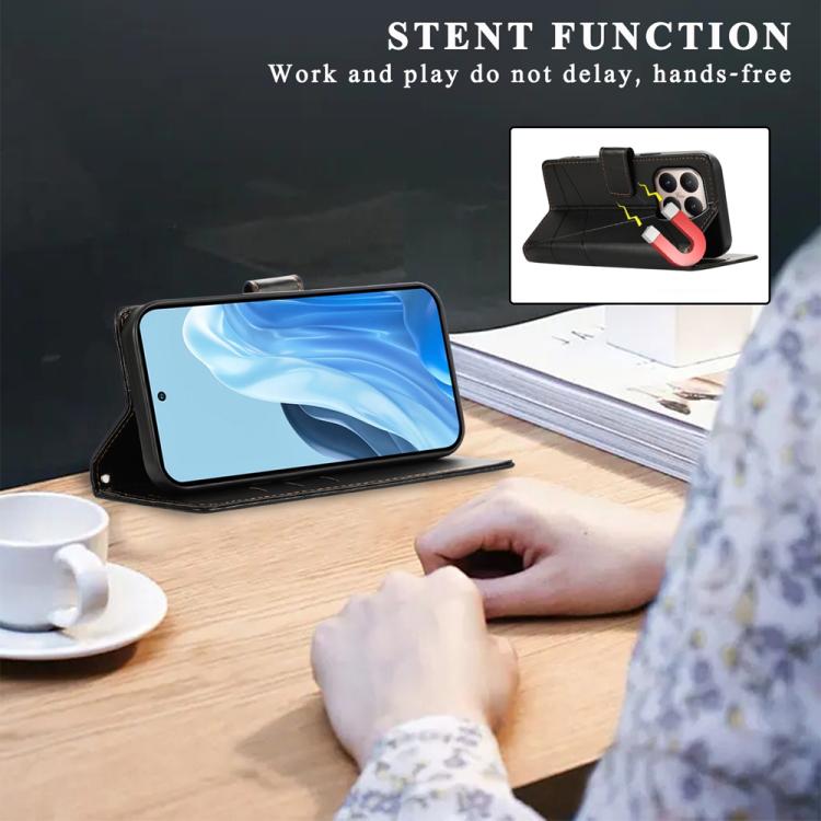 For Xiaomi 15T 5G PU Genuine Leather Texture Embossed Line Phone Case