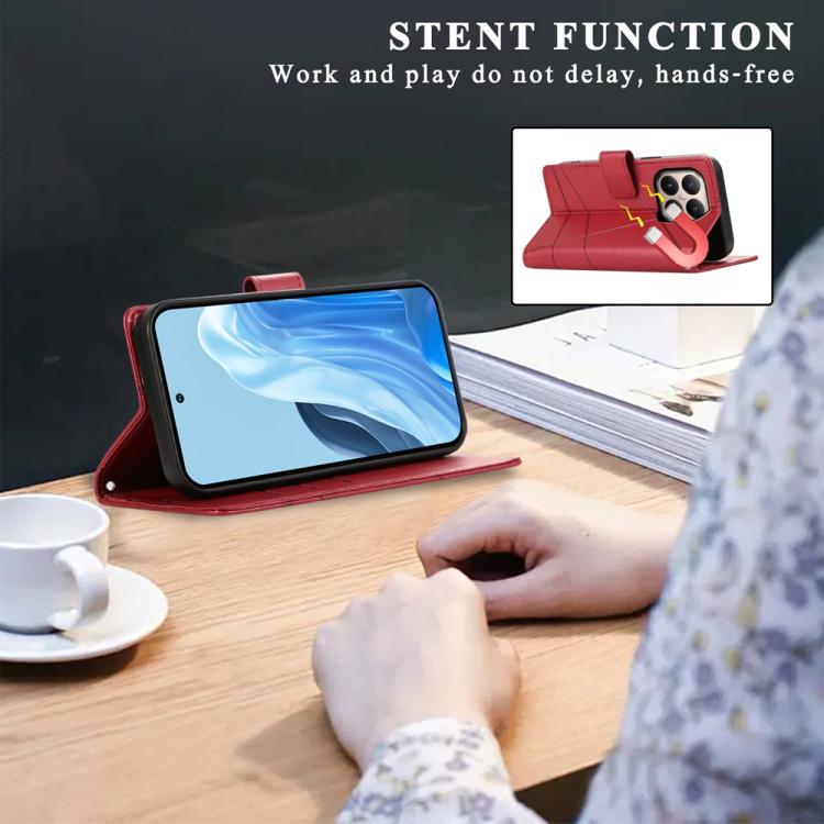 For Xiaomi 15T 5G PU Genuine Leather Texture Embossed Line Phone Case