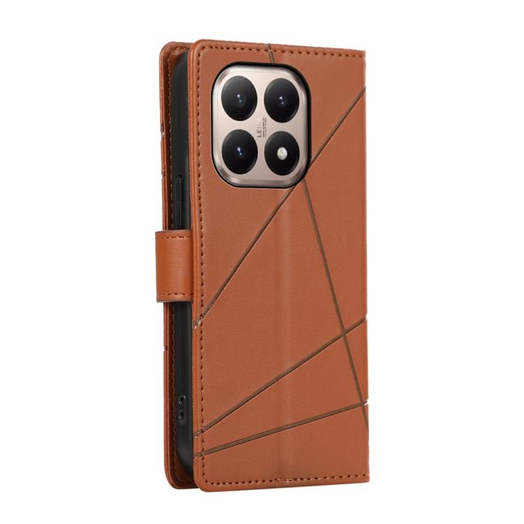For Xiaomi 15T 5G PU Genuine Leather Texture Embossed Line Phone Case