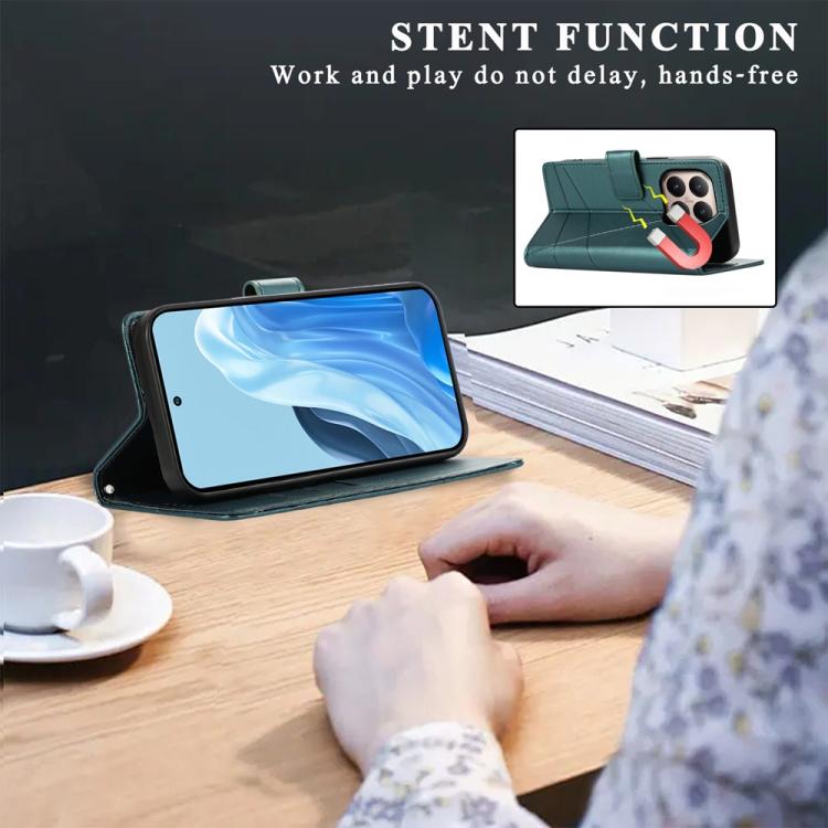 For Xiaomi 15T 5G PU Genuine Leather Texture Embossed Line Phone Case