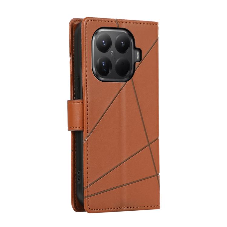 For Xiaomi 15T Pro 5G PU Genuine Leather Texture Embossed Line Phone Case