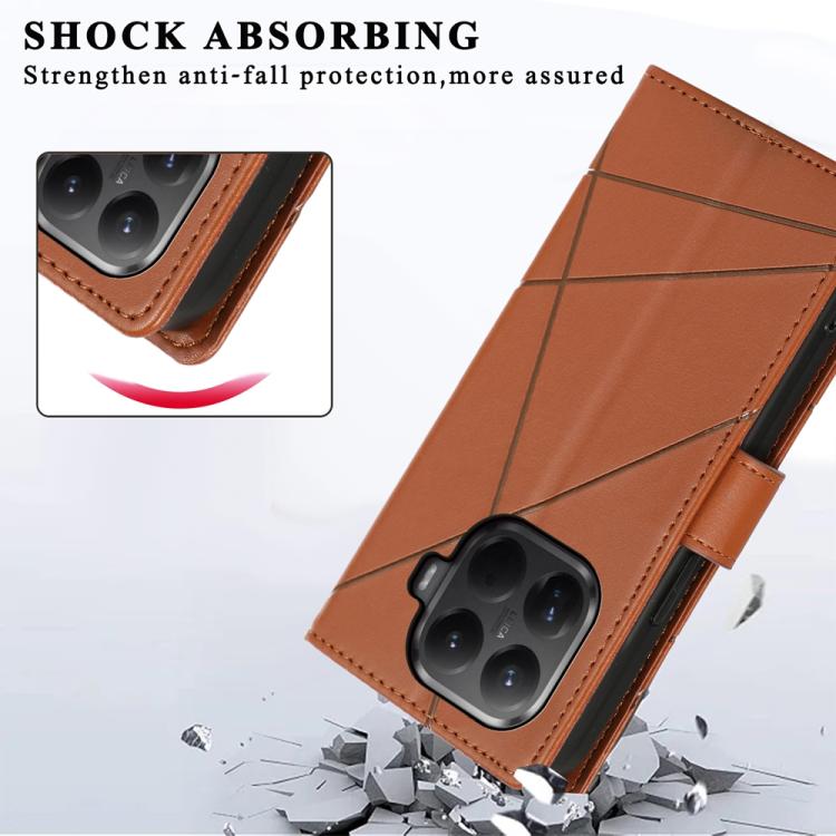 For Xiaomi 15T Pro 5G PU Genuine Leather Texture Embossed Line Phone Case