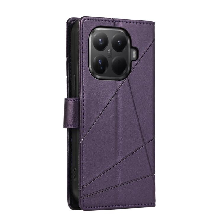 For Xiaomi 15T Pro 5G PU Genuine Leather Texture Embossed Line Phone Case