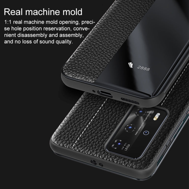 For Huawei P40 Pro Genuine Leather Smart Shckproof Horizontal Flip Case