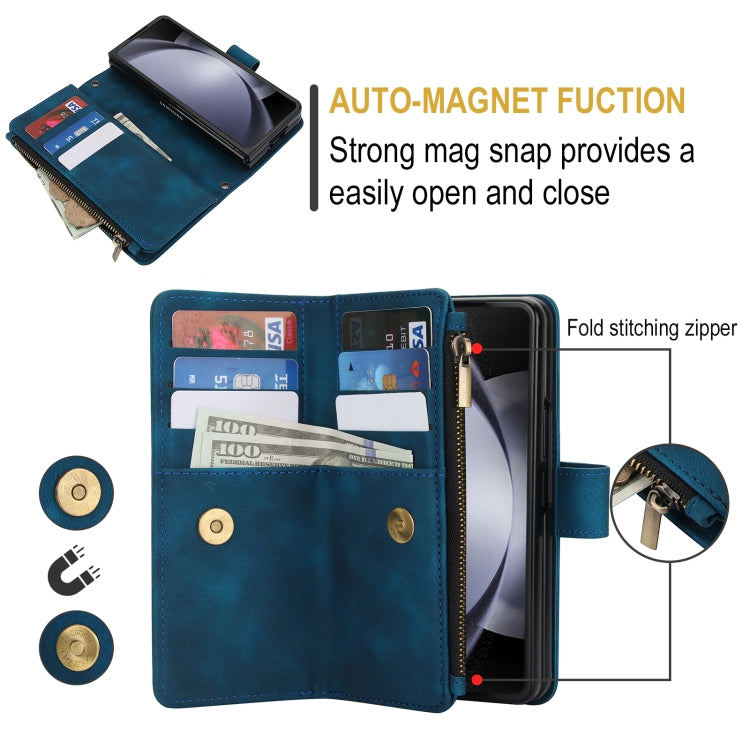 For Samsung Galaxy Z Fold6 Dream 9-Card Zipper Wallet RFID Leather Phone Case with Lanyard