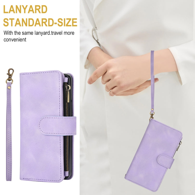 For Samsung Galaxy Z Fold6 Dream 9-Card Zipper Wallet RFID Leather Phone Case with Lanyard