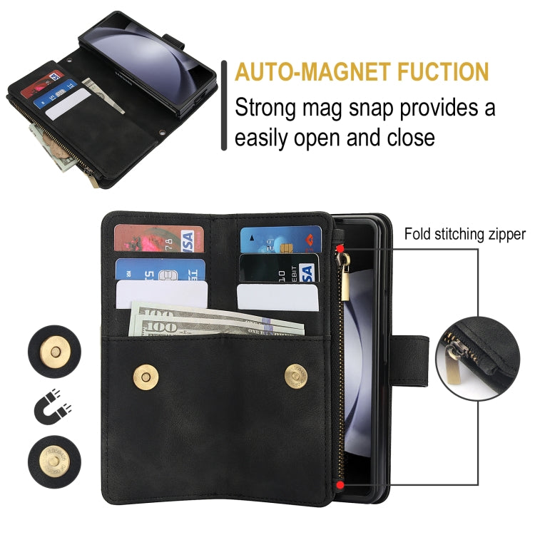 For Samsung Galaxy Z Fold6 Dream 9-Card Zipper Wallet RFID Leather Phone Case with Lanyard