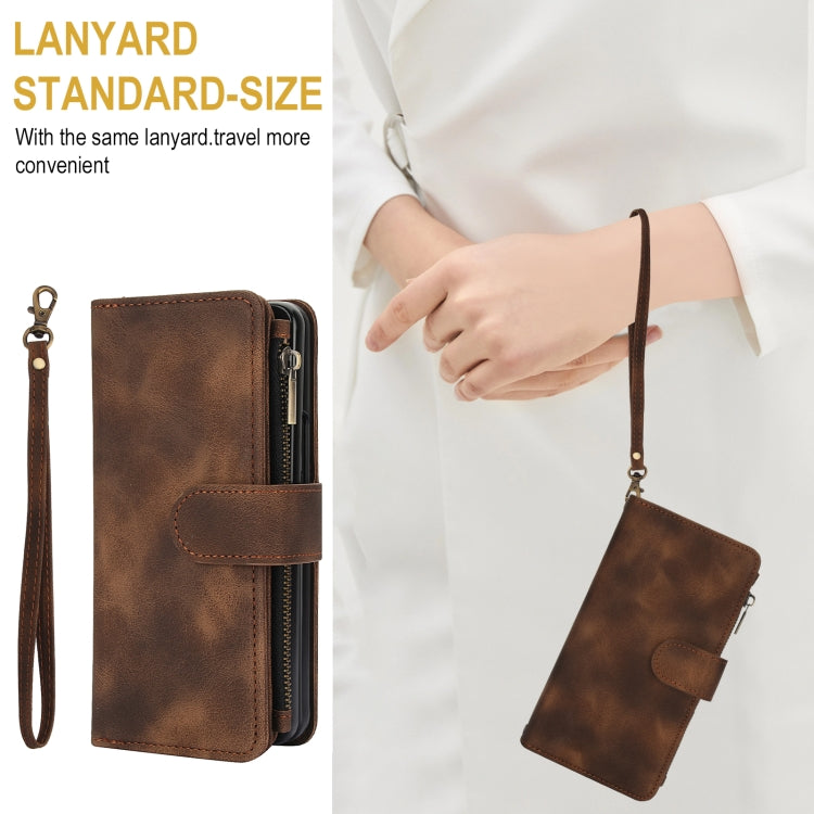 For Samsung Galaxy Z Fold5 5G Dream 9-Card Zipper Wallet RFID Leather Phone Case with Lanyard
