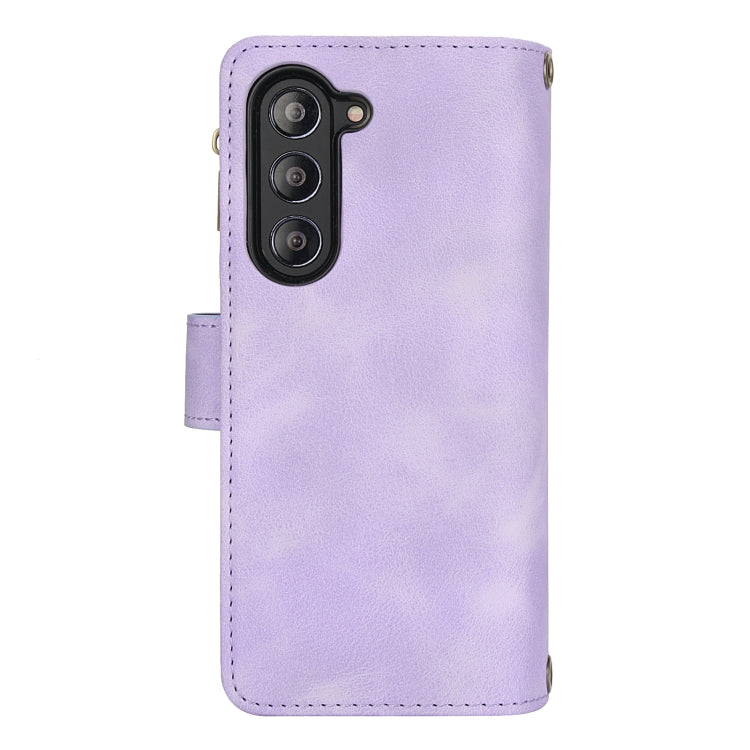 For Samsung Galaxy Z Fold5 5G Dream 9-Card Zipper Wallet RFID Leather Phone Case with Lanyard