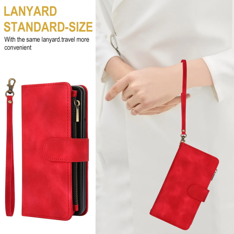 For Samsung Galaxy Z Fold3 5G Dream 9-Card Zipper Wallet RFID Leather Phone Case with Lanyard